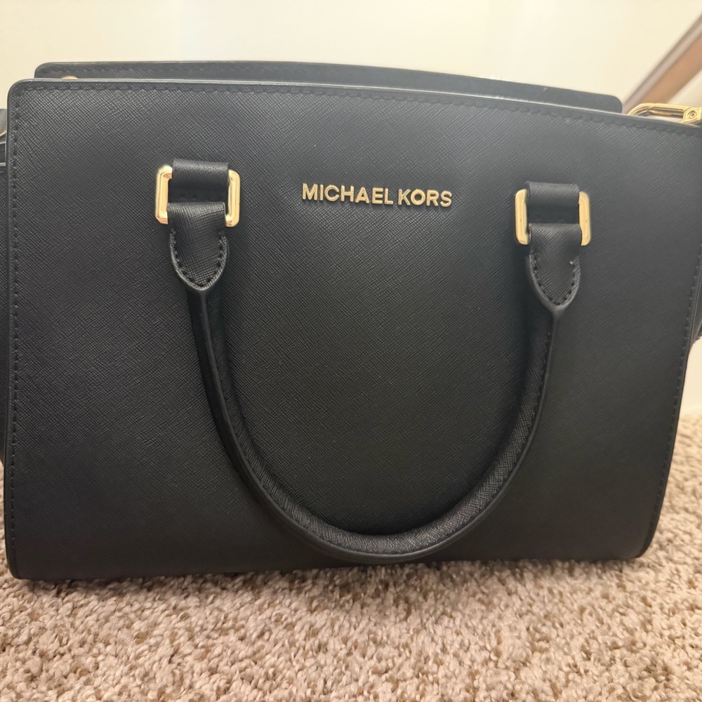 Michael Kors Black Satchel with Gold Accents